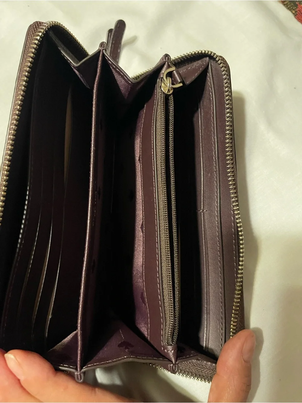 kate spade Pebble Leather Shoulder Bag with matching wallet in Deep Burgundy.